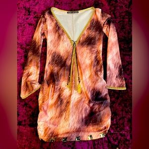 Kasia de Gelaque Pink & Tan rhinestone dress